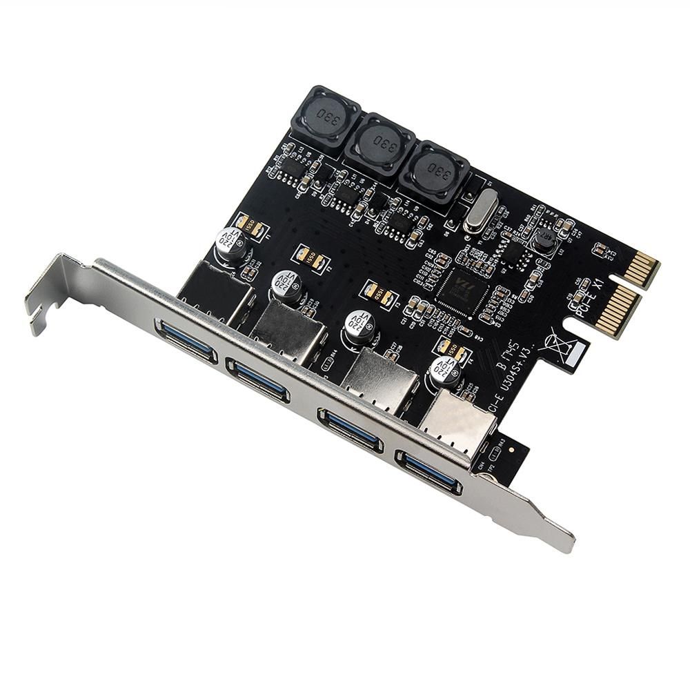 Four Ports USB 3.0 Super Fast 5Gbps PCI-E Expansion Card PCI Express Adapter Converter Card 6A Power Supply V1263-JX-7357