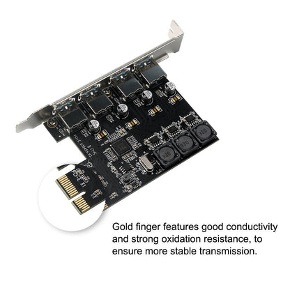 Four Ports USB 3.0 Super Fast 5Gbps PCI-E Expansion Card PCI Express Adapter Converter Card 6A Power Supply V1263-JX-7357