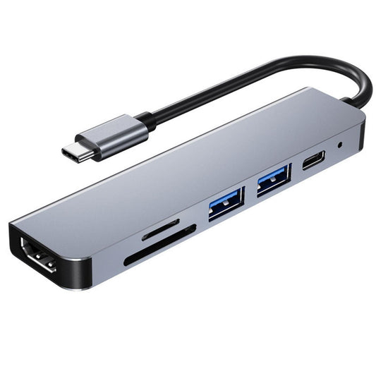 Type c hub 6 in 1 USB docking station HDMI 4K PD USB 3.0 port TF/SD card For MacBook Pro V1263-JX-7358