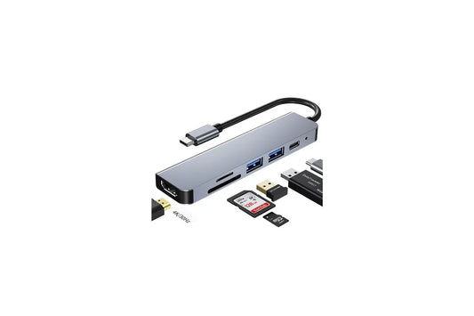 Type c hub 6 in 1 USB docking station HDMI 4K PD USB 3.0 port TF/SD card For MacBook Pro V1263-JX-7358