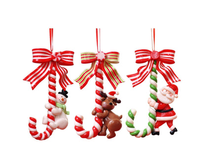 3Pcs Xmas Tree Pendant Candy Cane Crafts Soft Clay V1263-JX-736
