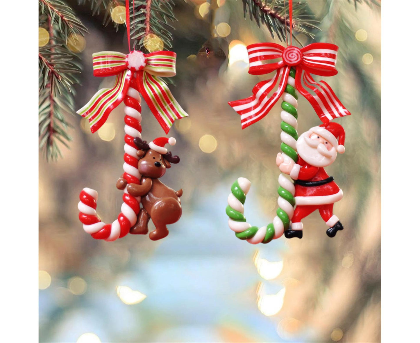 3Pcs Xmas Tree Pendant Candy Cane Crafts Soft Clay V1263-JX-736