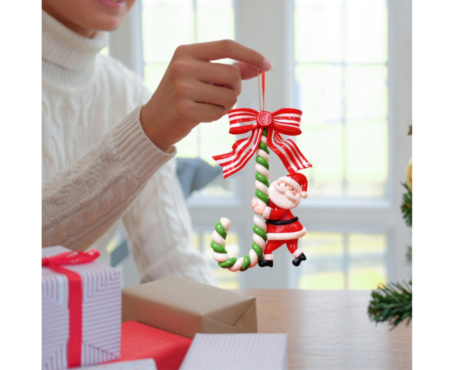 3Pcs Xmas Tree Pendant Candy Cane Crafts Soft Clay V1263-JX-736