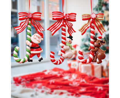 3Pcs Xmas Tree Pendant Candy Cane Crafts Soft Clay V1263-JX-736