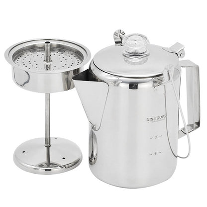 1.2L 9-Cup Stainless Steel Camping Percolator Coffee Pot Stovetop Coffee Maker 1Pc V1263-JX-7360