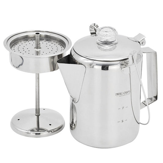 1.2L 9-Cup Stainless Steel Camping Percolator Coffee Pot Stovetop Coffee Maker 1Pc V1263-JX-7360
