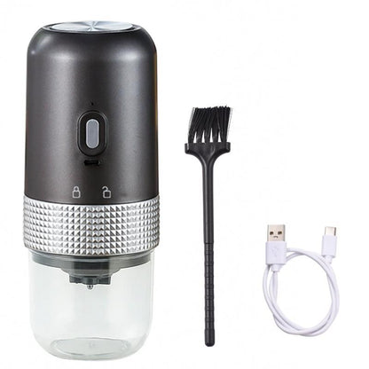 1pc Portable Electric Burr Coffee Grinder Grey 18.8cm 13W USB Rechargeable V1263-JX-7361