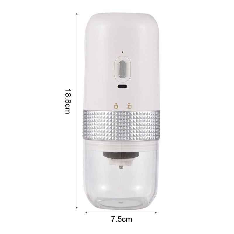 1pc Portable Electric Burr Coffee Grinder Grey 18.8cm 13W USB Rechargeable V1263-JX-7361