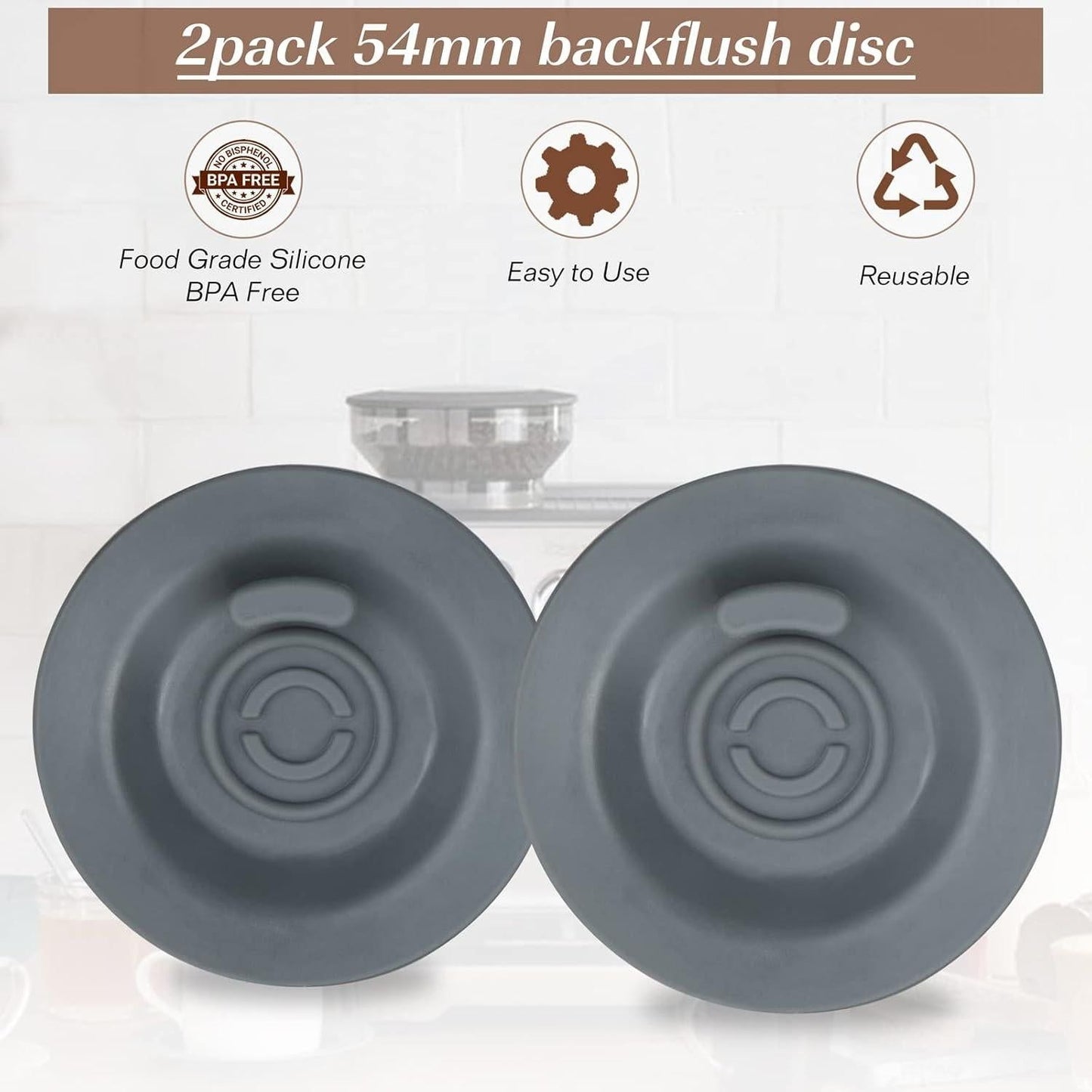 2-Piece 54mm Grey Coffee Machine Reverse Rinse Cleaning Tablet compatible with Breville 8/9 V1263-JX-7363