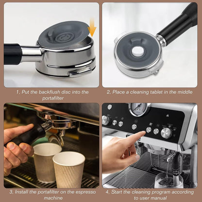 2-Piece 54mm Grey Coffee Machine Reverse Rinse Cleaning Tablet compatible with Breville 8/9 V1263-JX-7363