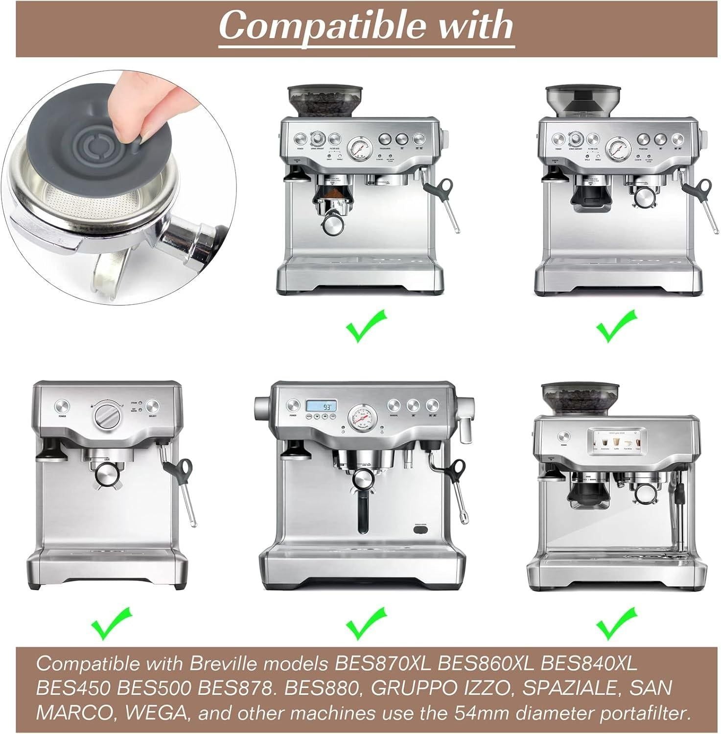 2-Piece 54mm Grey Coffee Machine Reverse Rinse Cleaning Tablet compatible with Breville 8/9 V1263-JX-7363