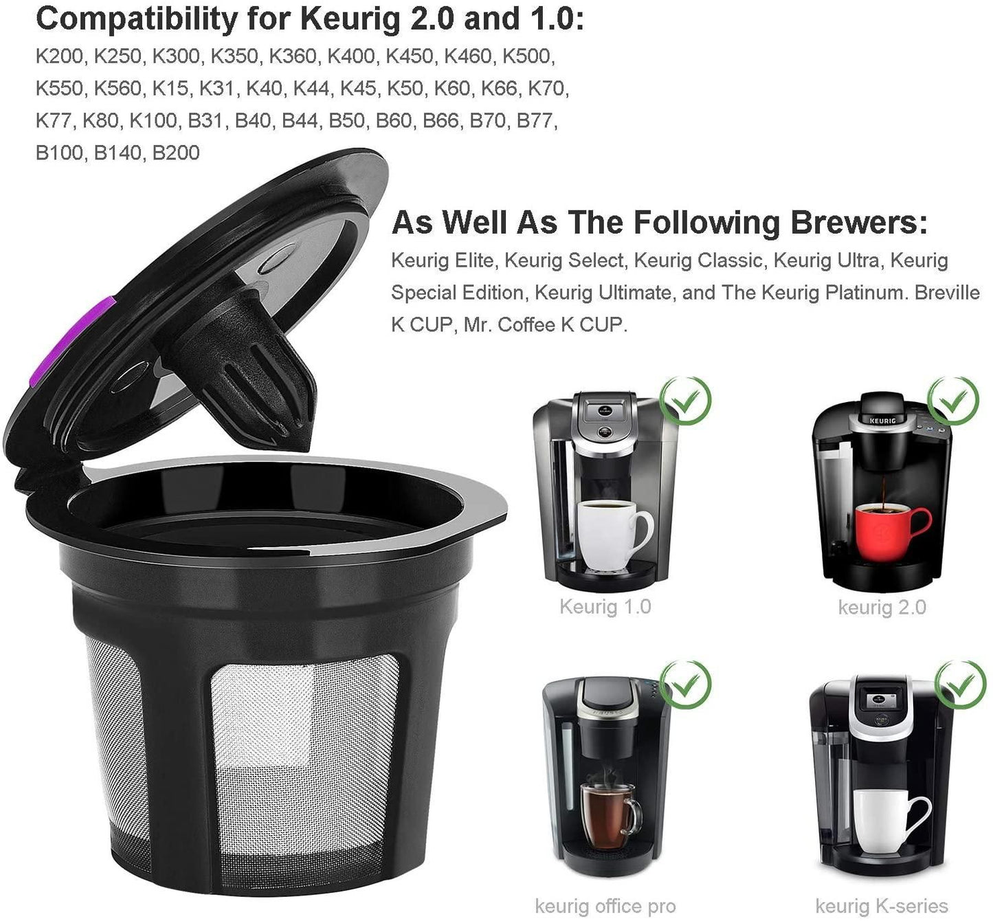 6 Pack Reusable K Cups For Reusable K CUP Coffee Filter Refillable Single V1263-JX-7365