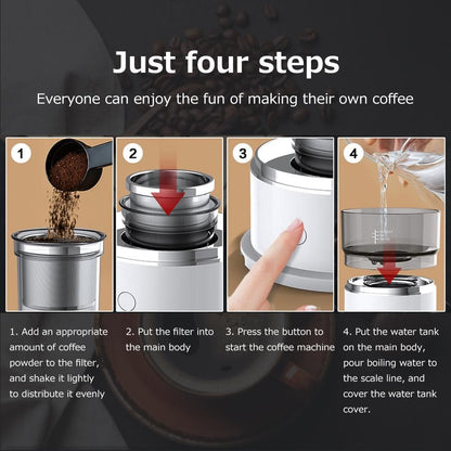 Coffee Maker White 11*10.5*8.5cm Portable Espresso Machine 1pc V1263-JX-7366