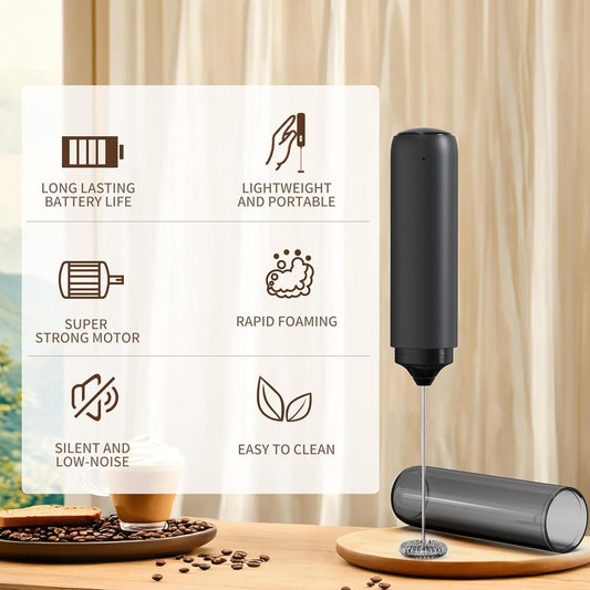 Electric Rechargeable Milk Mixer Handheld Frother USB Charging Black 1pc V1263-JX-7368