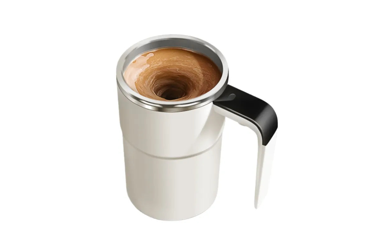Electric Stirring Cup White 8x13.8cm 380ml with Temperature Display 1pc V1263-JX-7369