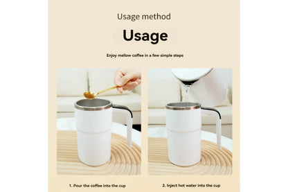 Electric Stirring Cup White 8x13.8cm 380ml with Temperature Display 1pc V1263-JX-7369