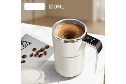 Electric Stirring Cup White 8x13.8cm 380ml with Temperature Display 1pc V1263-JX-7369