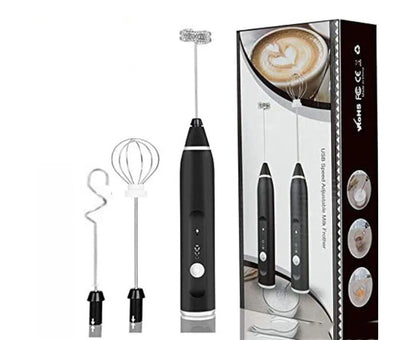 Rechargeable Electric Milk Frother 3-Mode Drink Mixer Egg Beater Blender Set 1Pc V1263-JX-7373