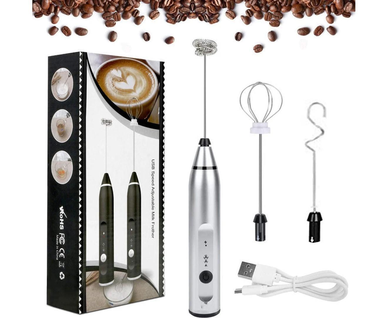 Rechargeable Electric Milk Frother 3-Mode Drink Mixer Egg Beater Blender Set 1Pc V1263-JX-7373