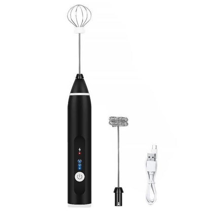 Rechargeable Electric Milk Frother 3-Mode Drink Mixer Egg Beater Blender Set 1Pc V1263-JX-7373