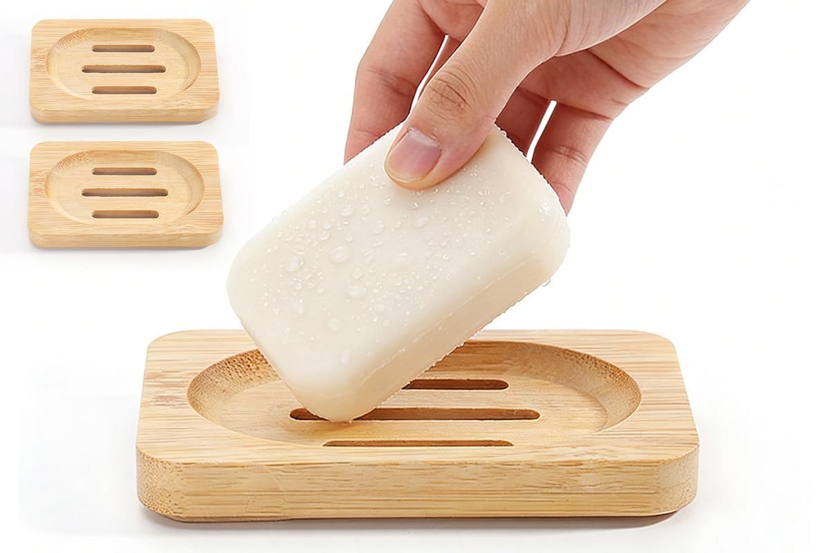2PCS Wood Soap Dish Storage Soap Holder Soap Tray For Home Bathroom V1263-JX-7374