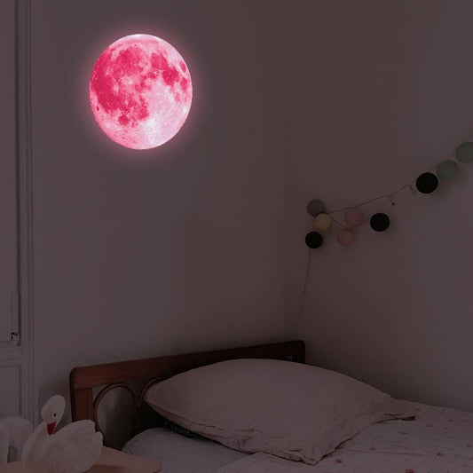 30X30CM Glow in The Dark Stars and Moon for Ceiling Decorations Glow Wall Stickers -Pink V1263-JX-7375-2