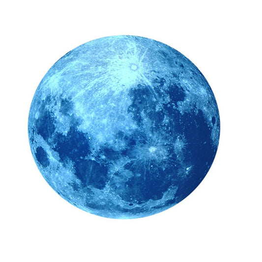30X30CM Glow in The Dark Stars and Moon for Ceiling Decorations Glow Wall Stickers -Blue V1263-JX-7375-3