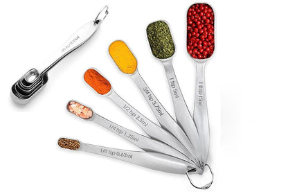 6Pcs Stainless Steel Measuring Cups & Spoons Set V1263-JX-7378