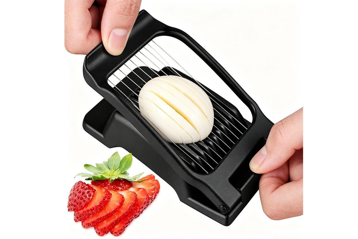 Aluminum Alloy Egg Slicer for Hard Boiled Eggs Strawberry Slicer for Salad-Black V1263-JX-7379