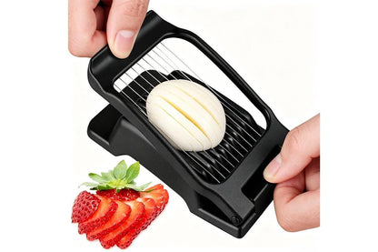 Aluminum Alloy Egg Slicer for Hard Boiled Eggs Strawberry Slicer for Salad-Black V1263-JX-7379