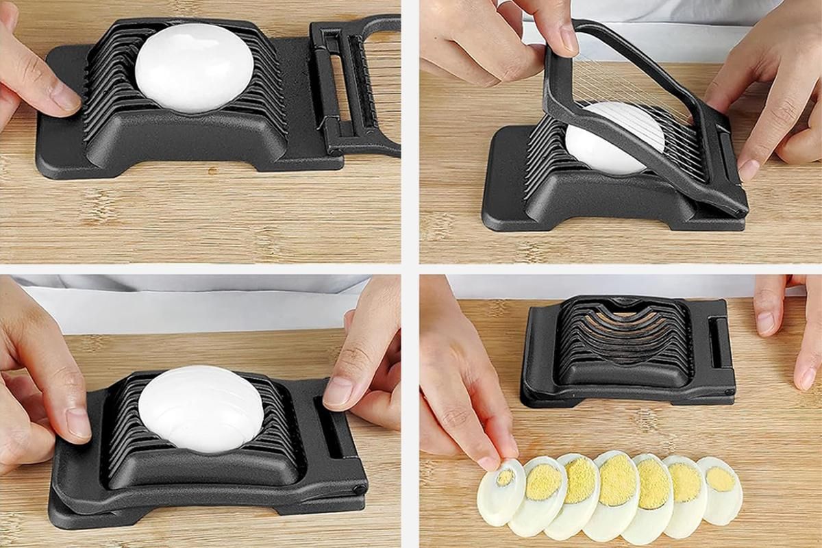 Aluminum Alloy Egg Slicer for Hard Boiled Eggs Strawberry Slicer for Salad-Black V1263-JX-7379