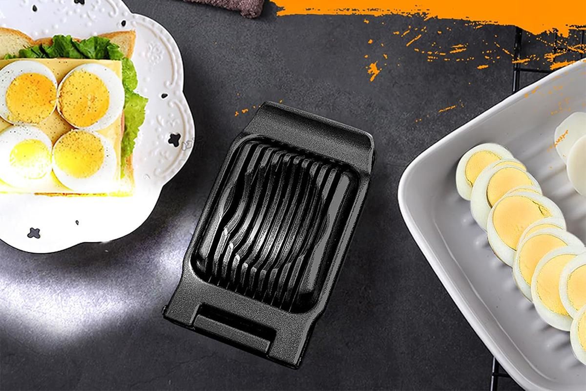 Aluminum Alloy Egg Slicer for Hard Boiled Eggs Strawberry Slicer for Salad-Black V1263-JX-7379