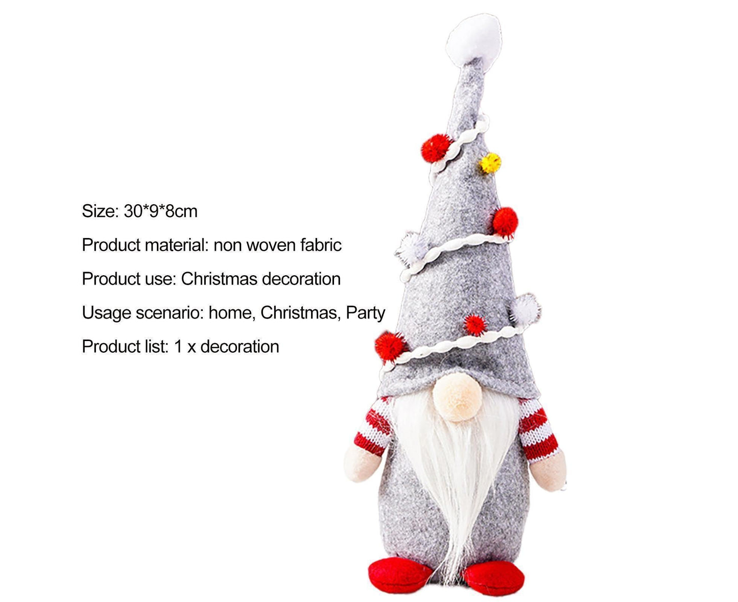 Gnome Doll Hat Design Xmas Bearded Doll-Grey V1263-JX-738