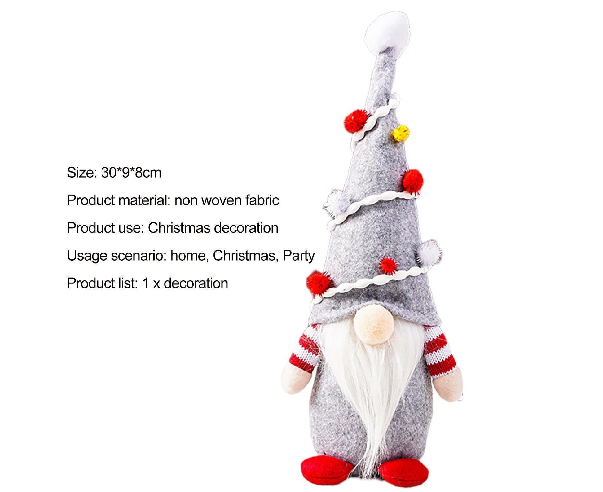 Gnome Doll Hat Design Xmas Bearded Doll-Grey V1263-JX-738