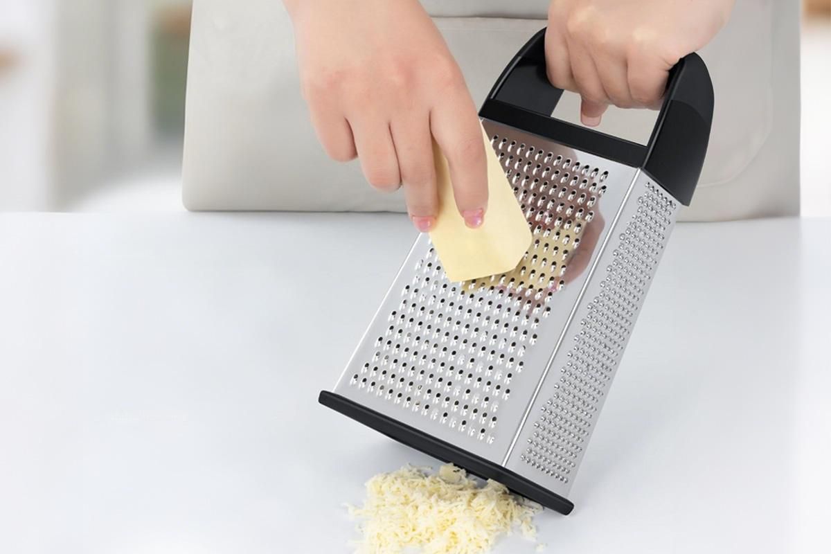 Box Grater with Container Stainless Steel Coarse Fine Slicer Non Slip Base V1263-JX-7381
