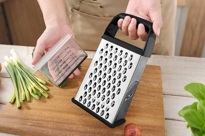 Box Grater with Container Stainless Steel Coarse Fine Slicer Non Slip Base V1263-JX-7381