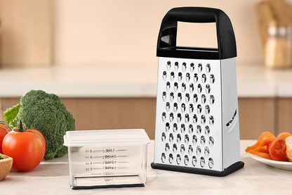 Box Grater with Container Stainless Steel Coarse Fine Slicer Non Slip Base V1263-JX-7381