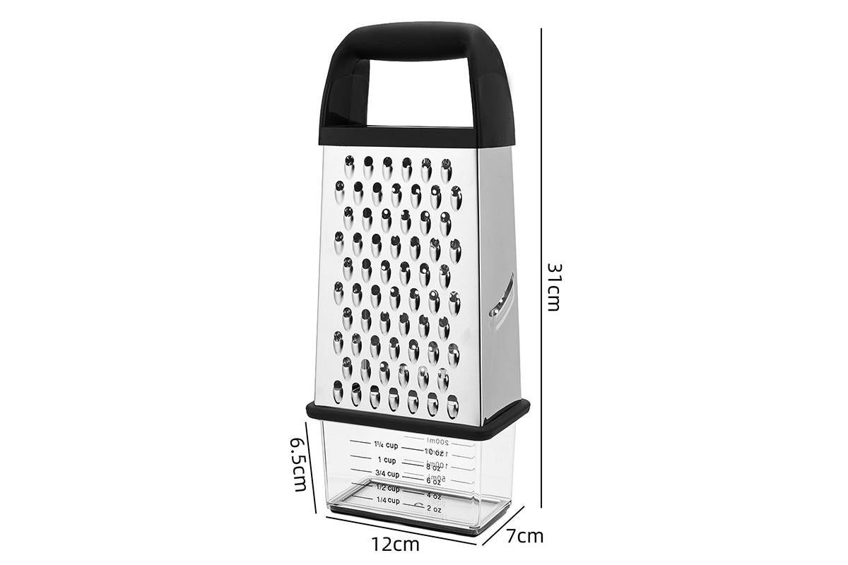 Box Grater with Container Stainless Steel Coarse Fine Slicer Non Slip Base V1263-JX-7381