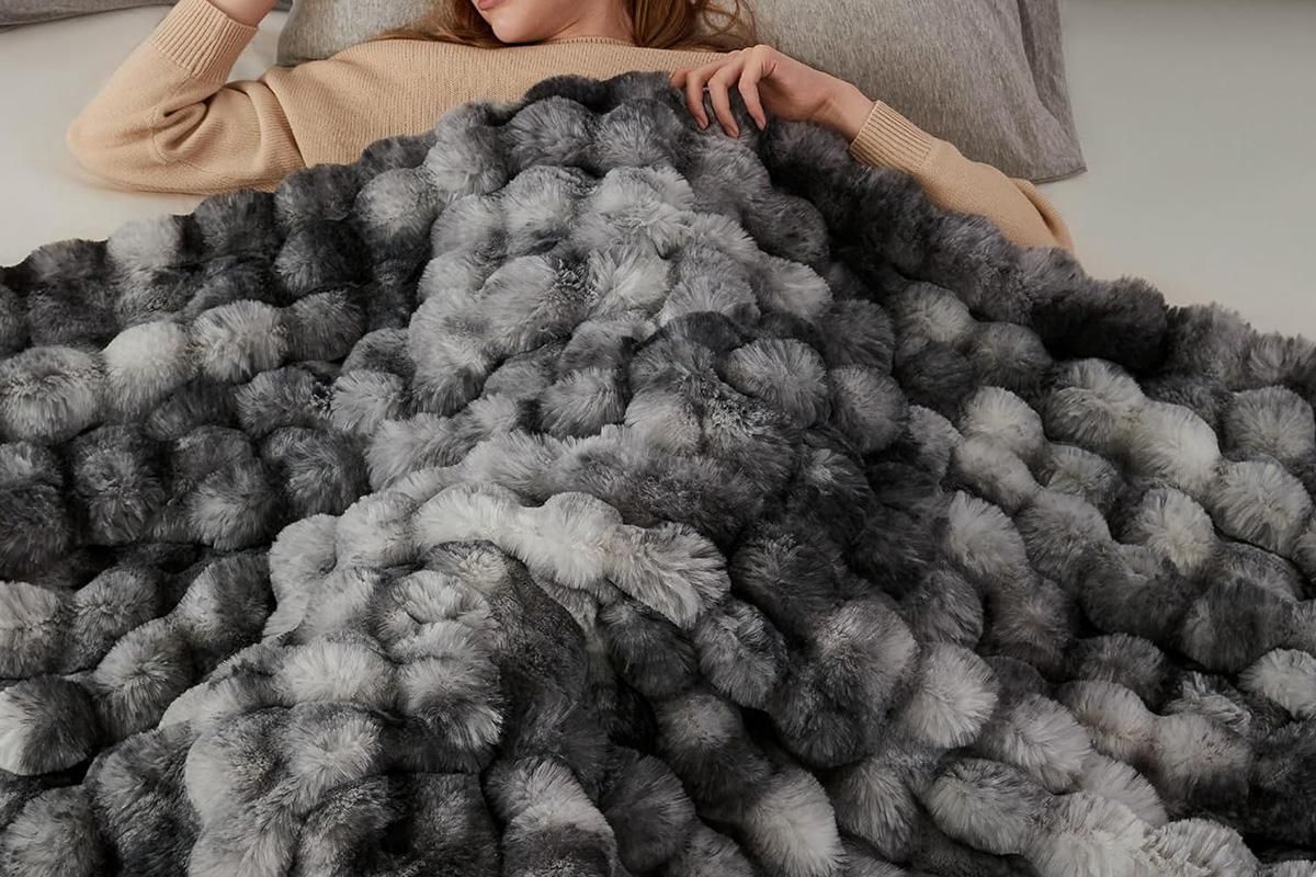 Bubble Tie Dye Throw Blanket Soft Cozy Microfiber Lightweight Warm -Dark Grey M V1263-JX-7382-2