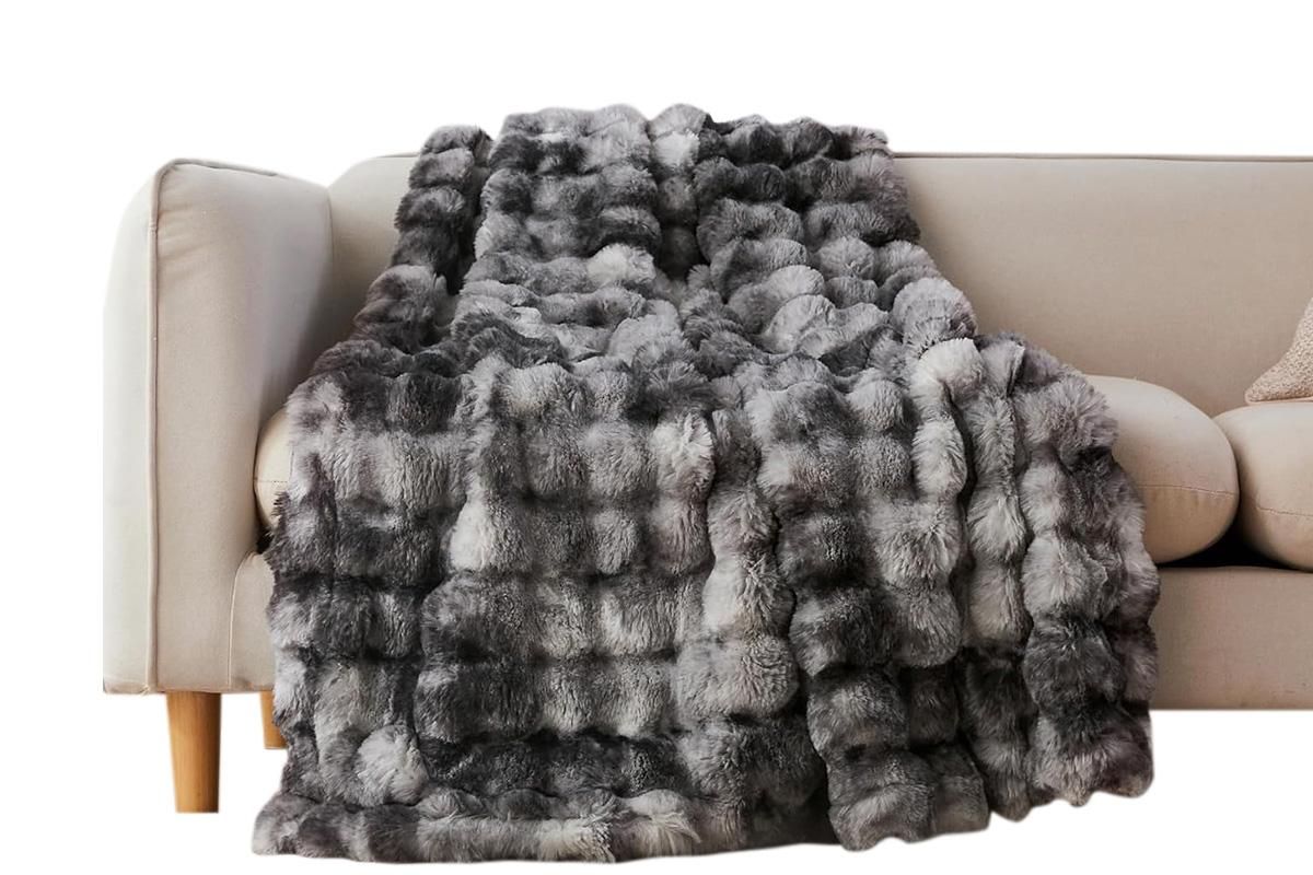 Bubble Tie Dye Throw Blanket Soft Cozy Microfiber Lightweight Warm -Dark Grey M V1263-JX-7382-2