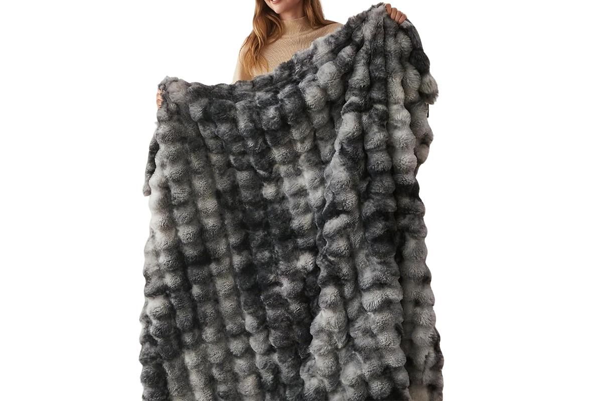 Bubble Tie Dye Throw Blanket Soft Cozy Microfiber Lightweight Warm -Dark Grey L V1263-JX-7382-3