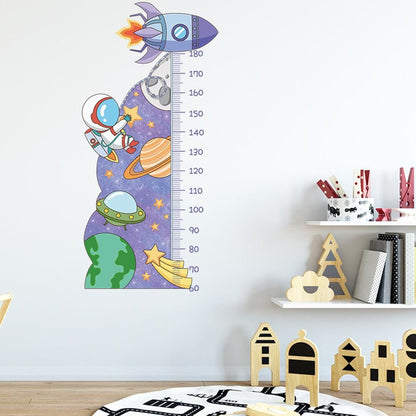 Cartoon Universe Starry Sky Astronaut Spaceship Rocket Height Sticker Wall Decals V1263-JX-7384