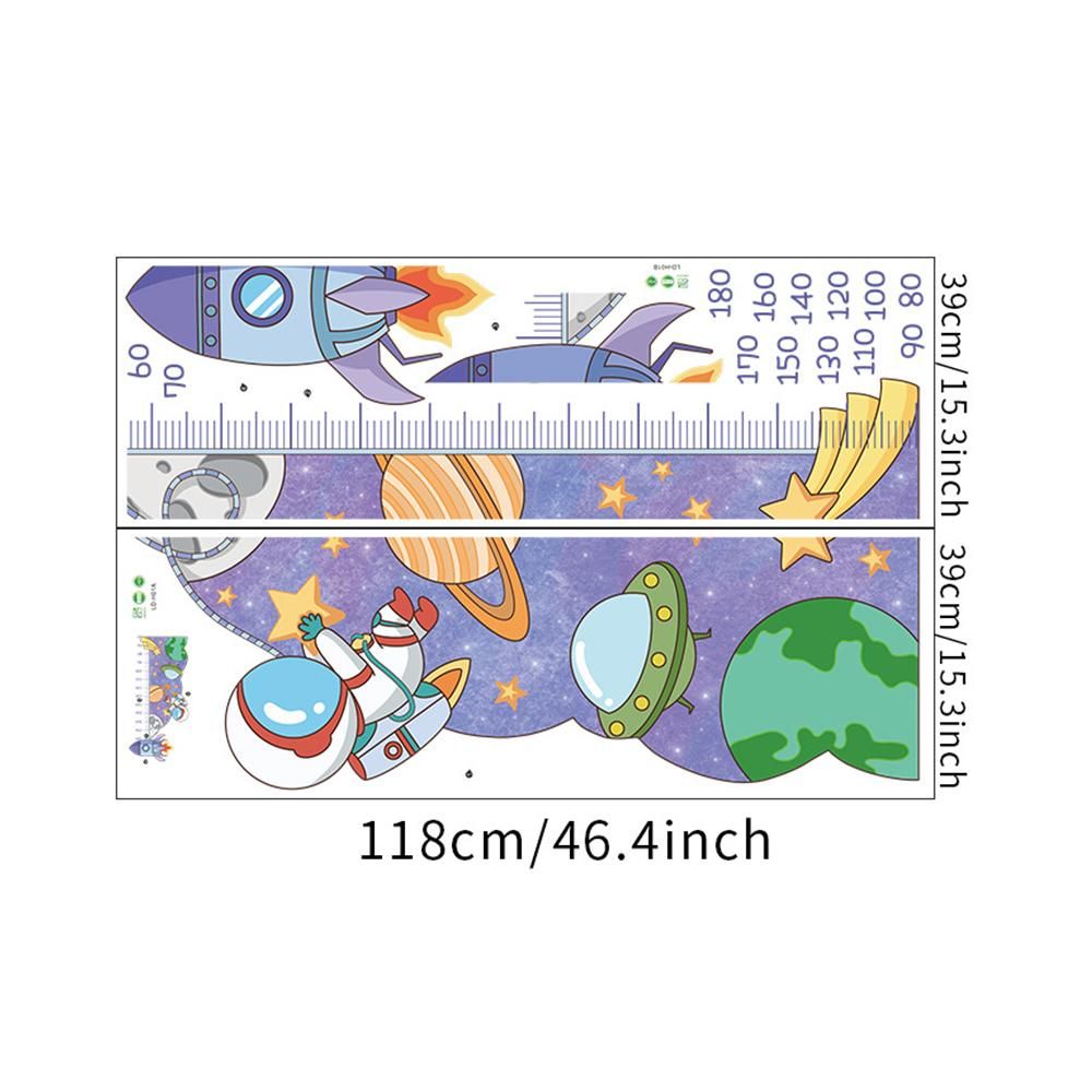 Cartoon Universe Starry Sky Astronaut Spaceship Rocket Height Sticker Wall Decals V1263-JX-7384