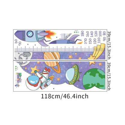 Cartoon Universe Starry Sky Astronaut Spaceship Rocket Height Sticker Wall Decals V1263-JX-7384
