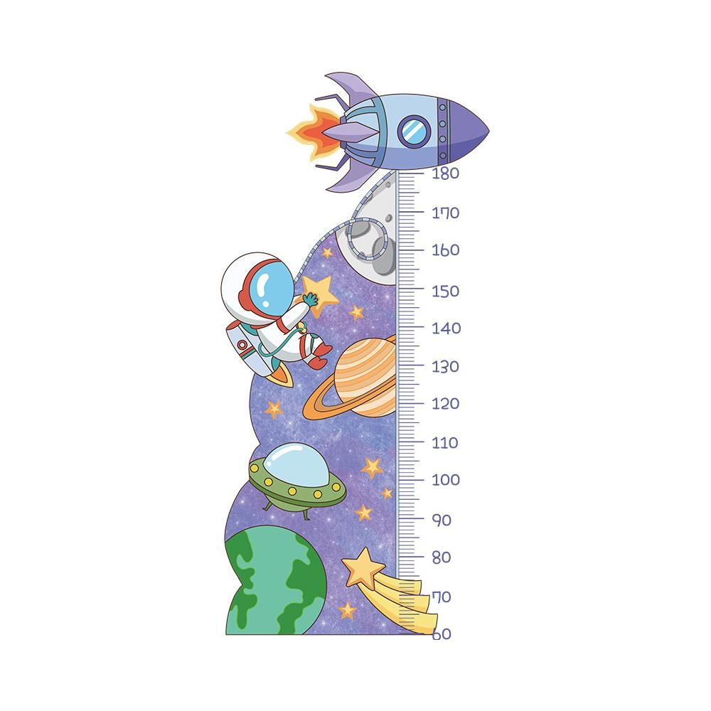 Cartoon Universe Starry Sky Astronaut Spaceship Rocket Height Sticker Wall Decals V1263-JX-7384