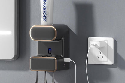 Electric Automatic Toothpaste Dispenser With Toothbrush Holders-Black V1263-JX-7388