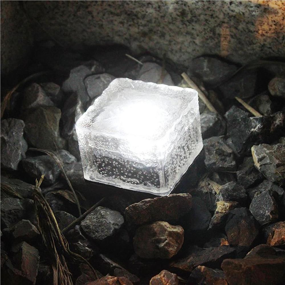 Solar LED Ice Cube Floor Tile Ground Lamp Lawn Lamp -White V1263-JX-7400