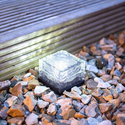 Solar LED Ice Cube Floor Tile Ground Lamp Lawn Lamp -White V1263-JX-7400