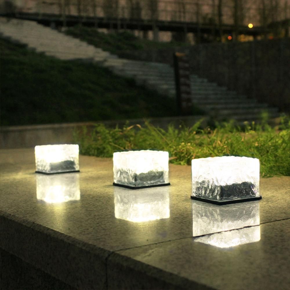 Solar LED Ice Cube Floor Tile Ground Lamp Lawn Lamp -White V1263-JX-7400