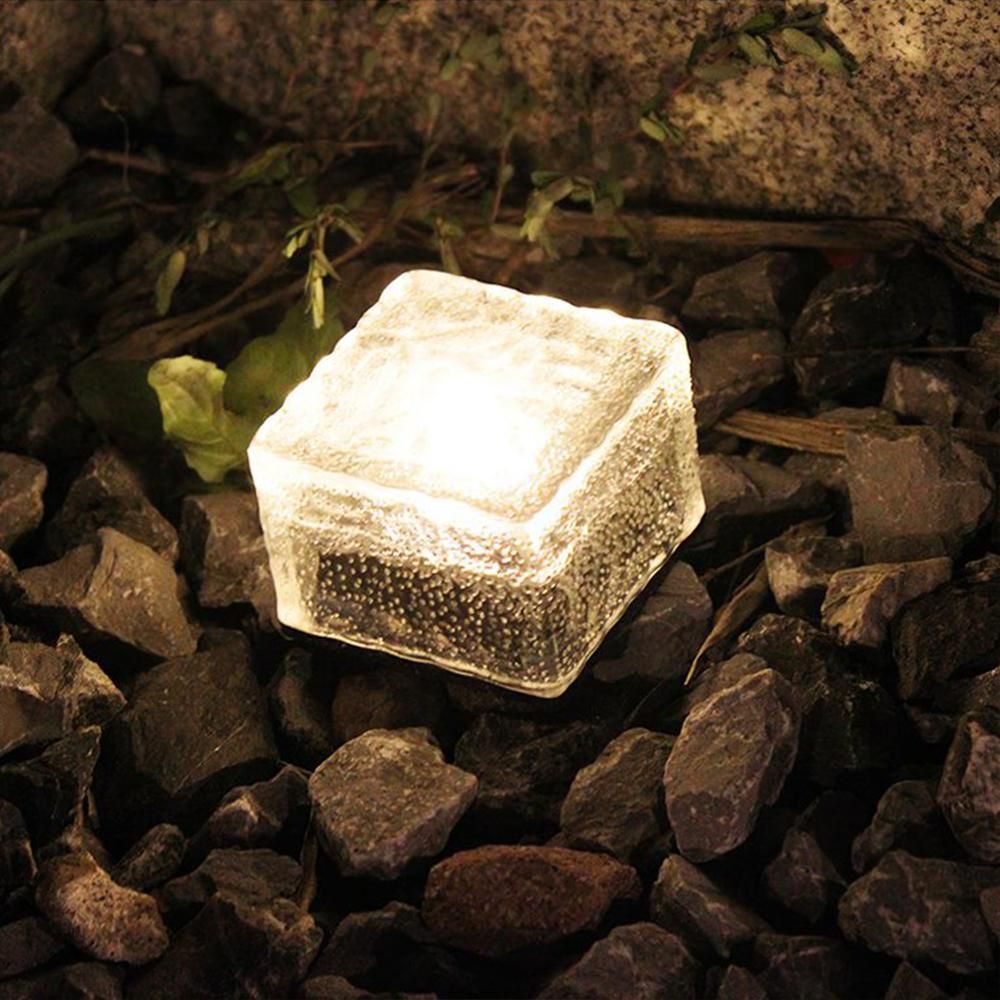 Solar LED Ice Cube Floor Tile Ground Lamp Lawn Lamp -White V1263-JX-7400